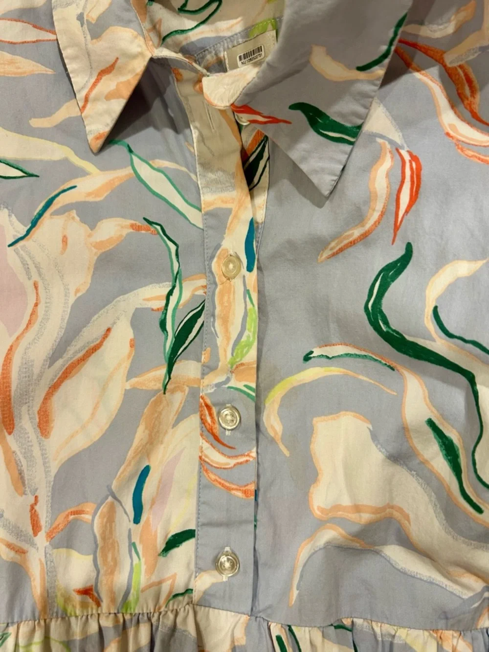 Anthropologie Maeve Bettina Tiered Midi Shirt Dress Blue Multi Floral Size S - Picture 7 of 7